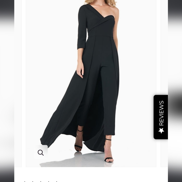 Kay Unger Black Crepe Walk Thru One-Shoulder Jumpsuit Size 10 NWT - Picture 2 of 9